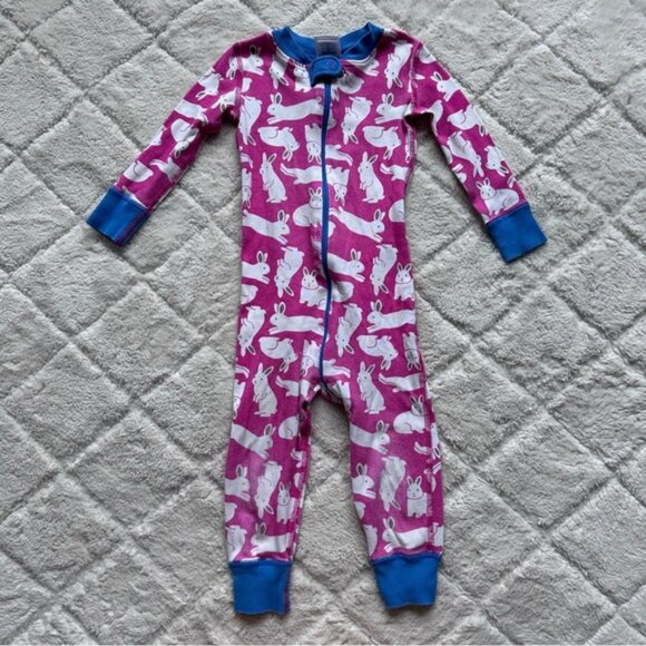 Hanna Andersson | Pink And White Bunny Rabbit Print Baby Zip Sleeper | Size 2T - Picture 3 of 9